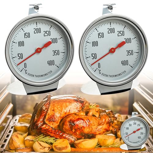 Sporgo Termometro da forno, 2 pezzi: termometro da forno in acciaio inox, da 0 °C a 400 °C, digitale, da appendere e appoggiare, per fornelli elettrici, a gas, per cottura