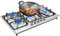 Mesa de cocción a gas empotrable, 5 fuegos, cocina de gas con quemador Wok, acero inoxidable, 86 x 51 x 12 cm, color plateado encendido electrónico 3.3/3/1.75/1.75/1kw GLP natural encimera empotrada