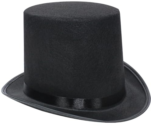 Huraoerrrr Cappello a Cilindro per Bambini, 4 Cappello da Mago in Piena in Feltro Nero Alto per Il Cosplay di Show di Halloween, Costume Decorativo Divertente