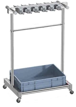 Broom Rack Organizer - Stainless Steel Floor Standing Cleaning Supplies Storage Cabinet with Bottom Basin for Mops and Tools