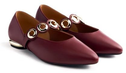 Gioseppo Bailarina de Piel Modelo Nimrod, Color Burdeos, Talla 39