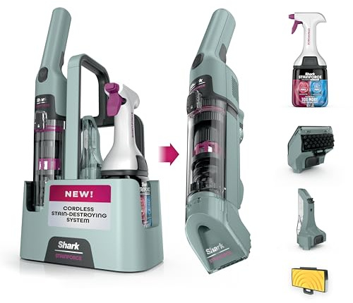 Shark StainForce Cordless Portable Spot, Stain, & Odor Remover System for Carpets, Area Rugs, Upholstery, Stairs, with Storage Caddy, Accessories, and Full-Size Cleaning Solution, HX101 (New)
