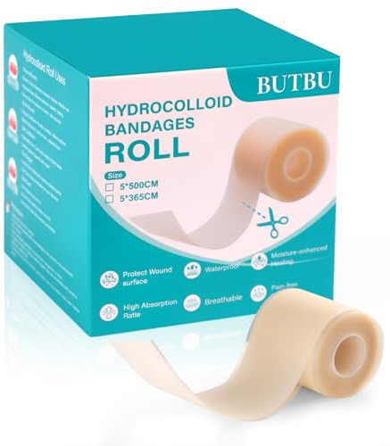 BUTBU Cerotti Riduzione delle Cicatrici, 5 * 365cm Medicazioni idrocolloidali, Cicatrici Trasparenti e Discreti, per Acne, Vesciche, Tagli, Graffi, Ferite, Dimensioni e Forma Fai Da Te