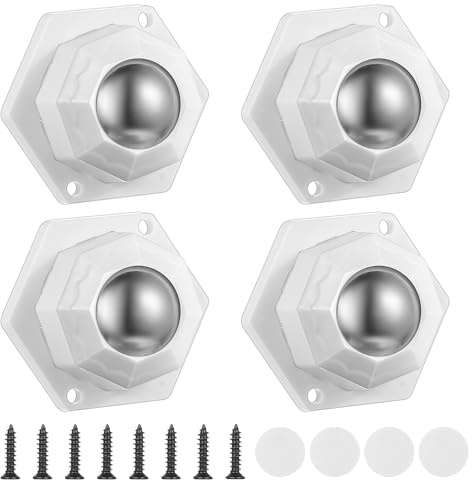 4 PcsRuedas para Muebles Pesados Autoadhesivas, Ruedas Pequeñas para Muebles, Ruedas de bola giratorias de 360° para electrodomésticos y artículos pequeños(capacidad de 200 kg, blanco)