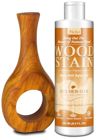 Wood Stain 8.5oz - Golden Oak | Water Based Furniture Stain & Wood Varnish for Indoor & Outdoor Wooden Furniture, Doors, Windows, Paneling, Cabinets | Low Odor Non-Toxic, Dye Fast, Multiple Finishes
