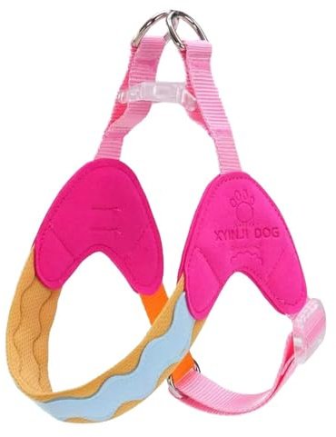 Y-Shaped Anti-Pull Dog Harness Designed specifically for Italian Greyhound. It Features an Adjustable, Softly Padded Chest Vest with Reflective Strips, Breathable Design Pink S