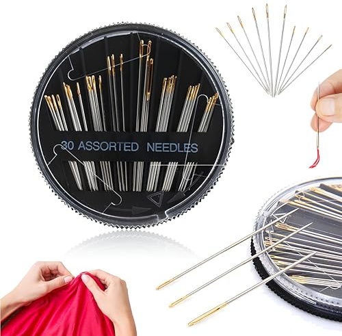 ZXfad 30pcs Confezione da di Aghi da Cucito, Aghi da Ricamo a Mano, aghi da Cucito easy-thread (da 3,1 cm a 5,1 cm), Adatti per Cucire a Mano.