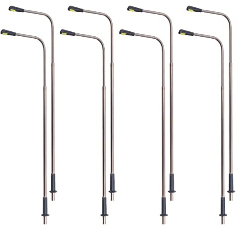 WANGCL 8PCS Model Railway Train Lamp Posts LED Street Light Lamps Metal Single-Headed Illuminated Street Light HO OO Scale