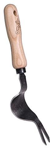 Distelstecher. Effiziente Unkrautentfernung durch praktische Hebelhilfe, geschmiedeter Karbonstahl, 2-Zinken-Gabel und Holzgriff von SHW-FIRE