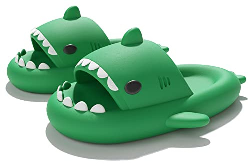 Sisttke Shark Slides Slippers Niñas Niños Zapatillas de Baño Antideslizante Sandalias Piscina Chanclas Playa Ducha Verano Pantuflas Casa Suela Gruesa, Verde, 34/35 EU, Tag 220