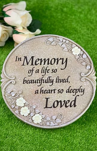 Luminous Memorial Stone - Memorial Stepping Stone - in Memory of Loved One Gifts - Memorial Gifts (Luminous Memorial Stones as Sympathy Gifts for the Loss of a Loved One)