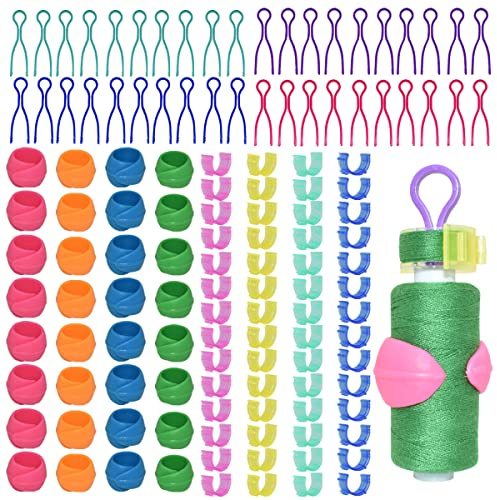 142 Pcs Bobbin Thread Organizing Clips, 70 Bobbin Holder Clips Color Thread Clips Holder, 32 Silicone Holder Bobbin Holders, 40 Bobbin Thread Holders for Quilting Sewing Machine Spool Organizing
