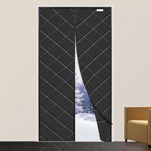 Isolation Porte Magnétique, Disponible dans toutes les tailles, au froid et au bruit, adapté aux animaux domestiques, convient aux pièces climatisées, 90 x 205cm Noir