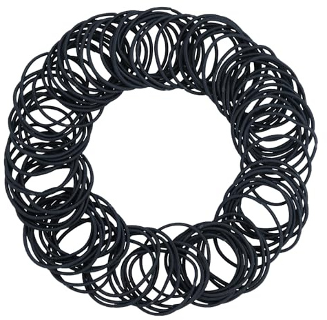 HXMJIED 100 Pcs Elastic Hair Bands, 2mm Thin Hair Ties, Small Elastic Hair Bobbles for Women, Soft Hairbands Hair Bands, Ponytail Holders No Metal, Black Hair Bobbles for Women, Hair Ties Men