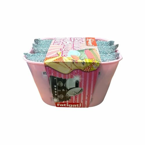 Set di 3 Spugne Lurex + Cestino Contenitore - per Lavare i Piatti, Pentole, Stoviglie - Amami Beauty Shop (1)