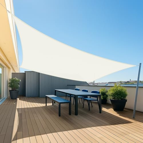 UMI Toldo Vela de Sombra Impermeable 2,5x3,5m Rectangular, Protección UV 95% para Terraza, Jardín, Patio, Exteriores - Color Crema