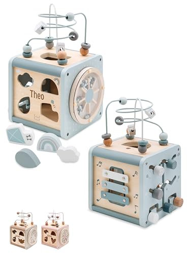 Bärenfreunde® - Personalisierter Motorikwürfel Holz - Montessori Würfel - Baby Motorikspielzeug ab 1 Jahr - Kinderspielzeug 18 Monate