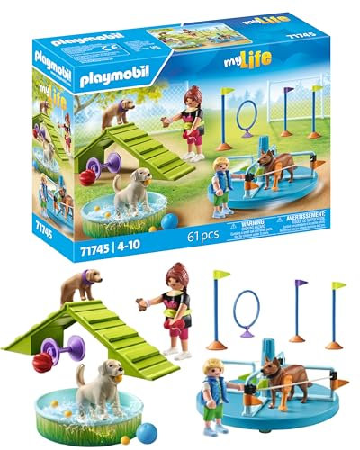PLAYMOBIL | My Life | Parco Giochi per Cani , Set di Figure Animali | Giocattolo per Bambini dai 4 anni | 71745, Area giochi per cani