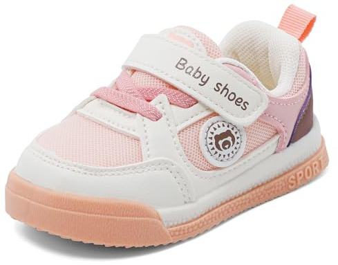MASOCIO Zapatos Bebe Niña Primeros Pasos Zapatillas Respetuoso Deportivas Calzado Respetuosas Bebé 12-18 Meses Antideslizante Talla 20 Rosa