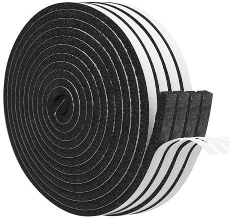 Foam Insulation Tape Self Adhesive,6mm(W) x6mm(T) x5m(L)-4pcs,Weather Stripping for Doors and Windows,Sound Proof Soundproofing Door Seal,Weatherstrip,Cooling,Air Conditioning Seal Strip
