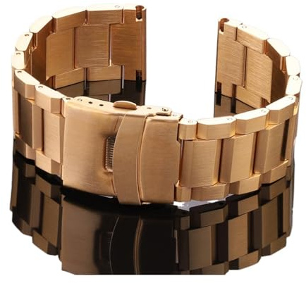 HMFANG Klockarmband I Rostfritt Stål Kvinnor Män Metall Klockarmband Länkarmband 18 Mm 20 Mm 22 Mm 24 Mm Tillbehör Silver Rose Guld Svart(Gold,24mm)