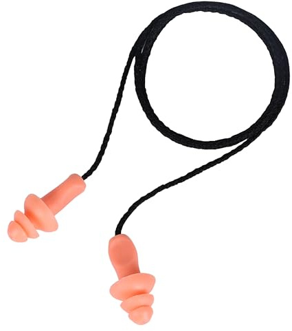 Bison Life NoiseGard EP1112 Corded Disposable Ear Plugs – 37dB SNR, PU Foam Tapered Design, Orange Hearing Protection for Construction, Aviation, Engineering & Loud Machinery (25 Pairs)