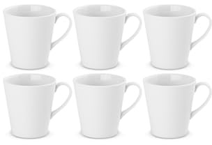 Gerlach 1760 Juego de Tazas de Café y Té con Asa - Para 6 Personas - Porcelana - Modern New - Blanco 280 ml