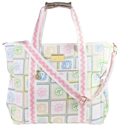 Lilly Pulitzer Beach and Picnic Cooler, Insulated Bag with Adjustable Shoulder Strap and Zipper, Large Soft Cooler for Groceries or Travel (Sun Tiles Home)
