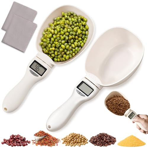 2pcs Digital Measuring Spoon Scale,Electronic Measuring Spoon 800g/0.1g High Precision with Screen,Adjustable Measuring Spoon for Cooking, Pet Food,Daily Meals