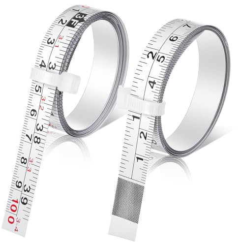 Ymapinc 2Pcs Steel Self Adhesive Measuring Tape, 39.37 Inches/100 cm Sticky Tape Ruler Measure, White Metric and Imperial Measure Reading Ruler Tapes for Workbench Drafting Table