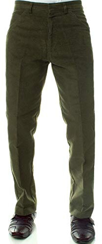 Carabou Mens New Casual Plain Moleskin Work Hunting Trousers Olive Green W34 - L29