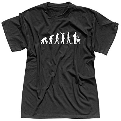 T-Shirt Evolution Grillmeister Grillen BBQ Koch Weber 13 Farben Herren XS - 5XL, Größe: L, Farbe: schwarz - Logo Weiss