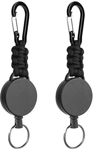 Vicloon Einziehbarer Schlüsselanhänger, 2 Stücke Heavy Duty Retractable Schlüsselrolle mit Kürbisschnalle und Paracord, Schlüsselrolle Ausziehbar mit 60cm Stahldrahtseil, für Hose und Gürtel