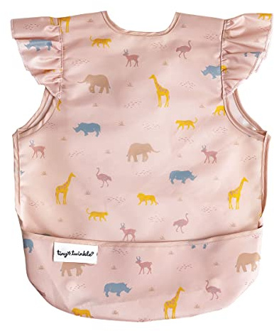 Tiny Twinkle Schmutzfester Baby-Lätzchen – Wasserdichtes Lätzchen für Babygeführtes Abstillen | 100% Recyceltes Polyester, Pflegeleicht & Maschinenwaschbar (Kleines Safari-Motiv, Klein 6–24 Monate)