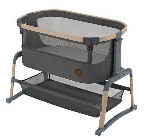 Maxi-Cosi Iora Air Beistellbett, Nachttisch, atmungsaktiver Netzstoff, höhenverstellbar, Babybett mit Matratze, umweltfreundlich, geeignet ab der Geburt, 0 Monate—6 Monate/max. 9 kg, Graphit FR