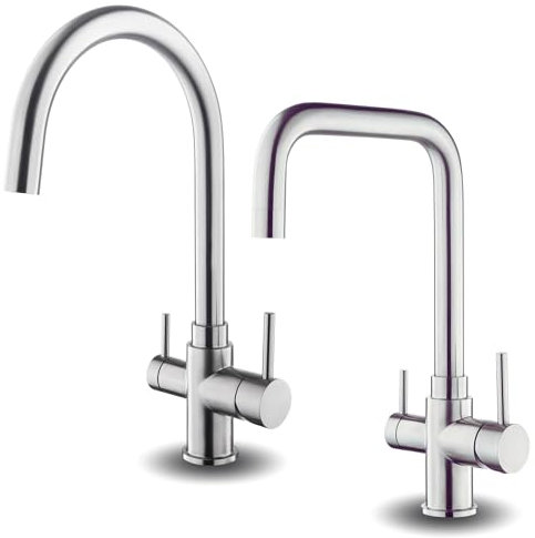AORA® URBAN INOX - Rubinetto da cucina a 4 vie, in acciaio inox 304, girevole a 360°, in acciaio inox massiccio 304, per filtro dell'acqua, impianti ad osmosi, rubinetto dell'acqua
