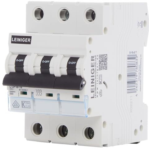 LEINIGER Leitungsschutzschalter/LS-Schalter/Sicherungsautomat/Sicherung / 1-Polig / 3-Polig/B oder C / 2A - 63A / VDE zertifiziert (3-Polig B: 6A)