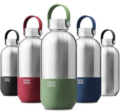 noma noma Trinkflasche Edelstahl Kohlensäure geeignet - Thermosflasche 1l, 750ml, 500ml - auslaufsicher, BPA-frei & klimaneutral (1l Smoothie Green)