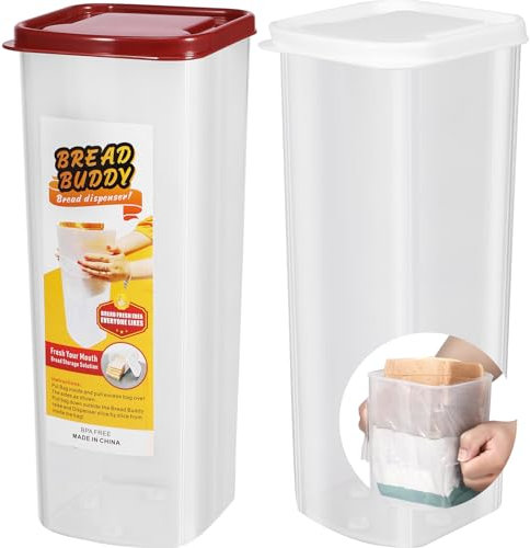summerkimy 2Pcs Bread Container, 13.5 Inch High Bread Storage Container with Lid,Airtight Bread Keeper,BPA free Plastic Bread Loaf Keeper, Sandwich Bread Bin for Bun Bagel Sandwich Home Kitchen