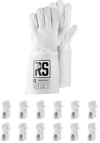 RS TIGON GOAT Schweißerhandschuh MontageHandschuhe aus Rindsleder/Größe 11, 12 Paar/Weiß/Arbeitshandschuhe Leder/Lederhandschuhe Schutzhandschuhe/Zum TIG-Schweißen