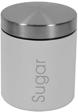 Kasaviva JOLLY BARATTOLO,Corpo in Metallo e Coperchio in Acciaio Inox, Giara per Zucchero, Sale, Caffè d10 cm x h12 cm (Zucchero, Bianco)