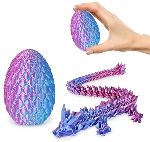 Kleine Dracheneier 3D-gedruckte Fidget-Spielzeuge für Erwachsene Überraschungsgeschenke für Kinder Freunde Kollegen Geburtstag Halloween Weihnachten Ostern Festgeschenke (Farbverlauf Helllila-Rot)