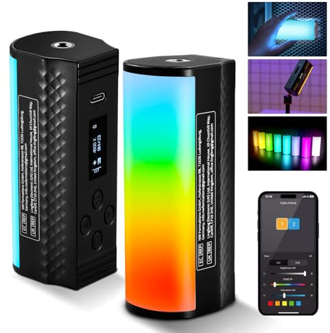 NEEWER Pro Magnetic Handheld Light Wand with APP DMX Control/Custom Effects/Light Group, 360° Full RGB, 2600mAh 2500~10000K Dimmable LED Lighting CRI97 17 Scenes for Video Recording Streaming, TL98C
