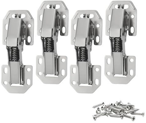 ANIS·KEBBR Soft Close Hidden Cabinet Hinges No Pre-Drill Surface Mount Cupboard Hardware 4 Pack