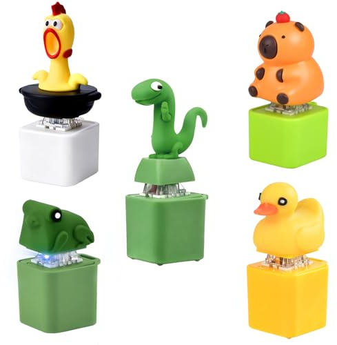 3PCS Clavier Anti Stress, Grenouille Croaking Fidget Toys, Canard Mignon Porte Clé, Lizard Button Keychain, Jouet Anti Stress avec Lumière et Son pour Bureau et Voyage,pour Homme et Femme (B)
