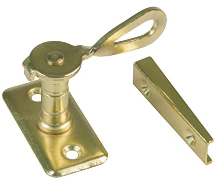 Amig - Aldabilla Tipo San Sebastián para Contraventanas Mod.12-50 x 25 x 15 mm - Cierre Interior para Reducir Ruidos y Corrientes de Aire - De Acero Latonado - Incluye tirafondos