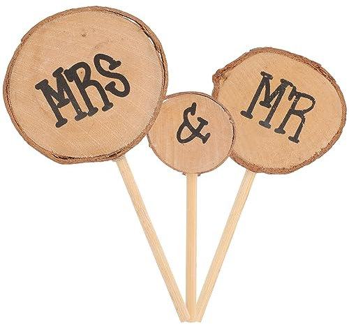 ULTNICE 3 Stück Mr Mrs Holz Torten Topper für Hochzeit Verlobung
