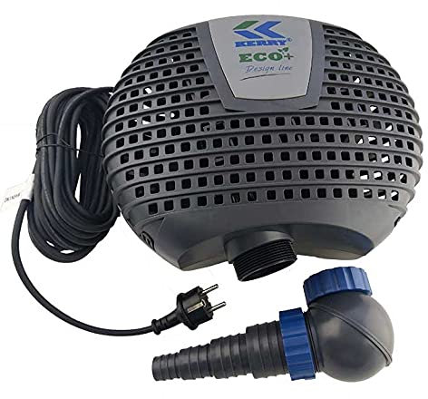 ECO Teichpumpe KEE12000-12000 L/H, nur 85 Watt energiesparend, Vorfilterkammer, 5,5m Förderhöhe, 10m Kabel, Wasserpumpe für Brunnen, Teich und Bach, Brunnenpumpe | Gartenteichpumpe