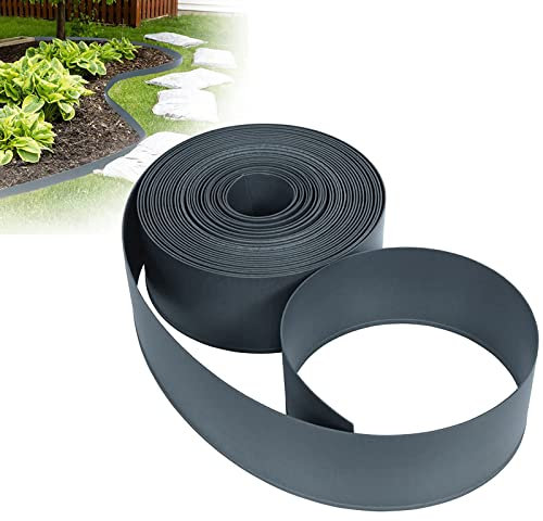 XMTECH Rasenkante Kunststoff Anthrazit 20m, Beeteinfassung Beetumrandung,Rasenbegrenzung Raseneinfassung Mähkante,Leicht zu Verarbeiten