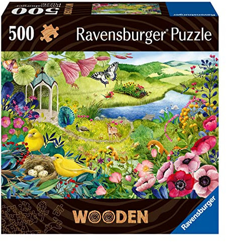 Ravensburger Wooden Puzzle 17513 - Wilder Garten - 500 Teile Holzpuzzle mit stabilen, individuellen Puzzleteilen und 40 kleinen Holzfiguren (Whimsies), für Erwachsene und Kinder ab 14 Jahren